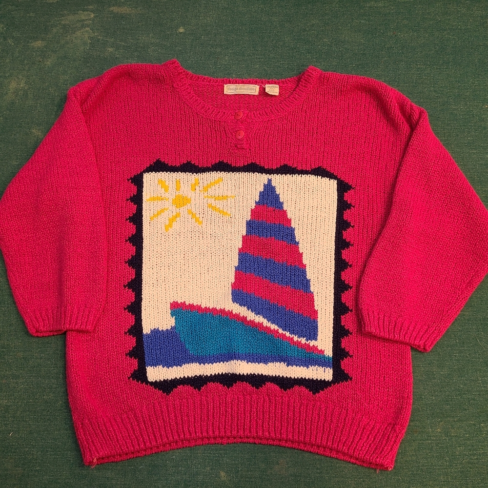 Women's vintage sailboat sweater